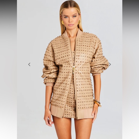 $5,000 NWT Retrofete Leather Rhinestone Jacket Dress Set - Picture 2 of 14